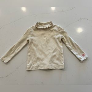 Petit Peony Pima Cotton Ruffle Mock Neck Cream 6-12M NWOT